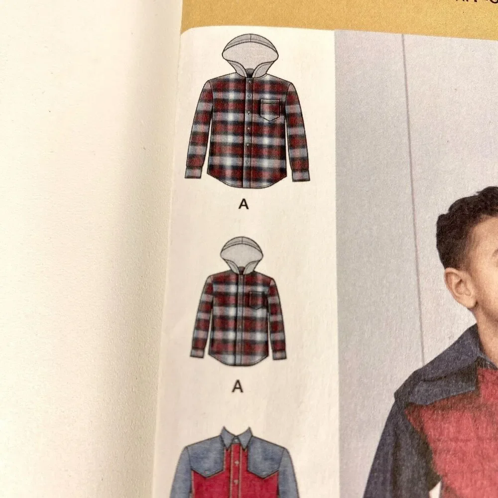 Simplicity 8475 SHACKETS Shirt Jackets Sewing Patterns Boys S-L & Men S-XL UNCUT
